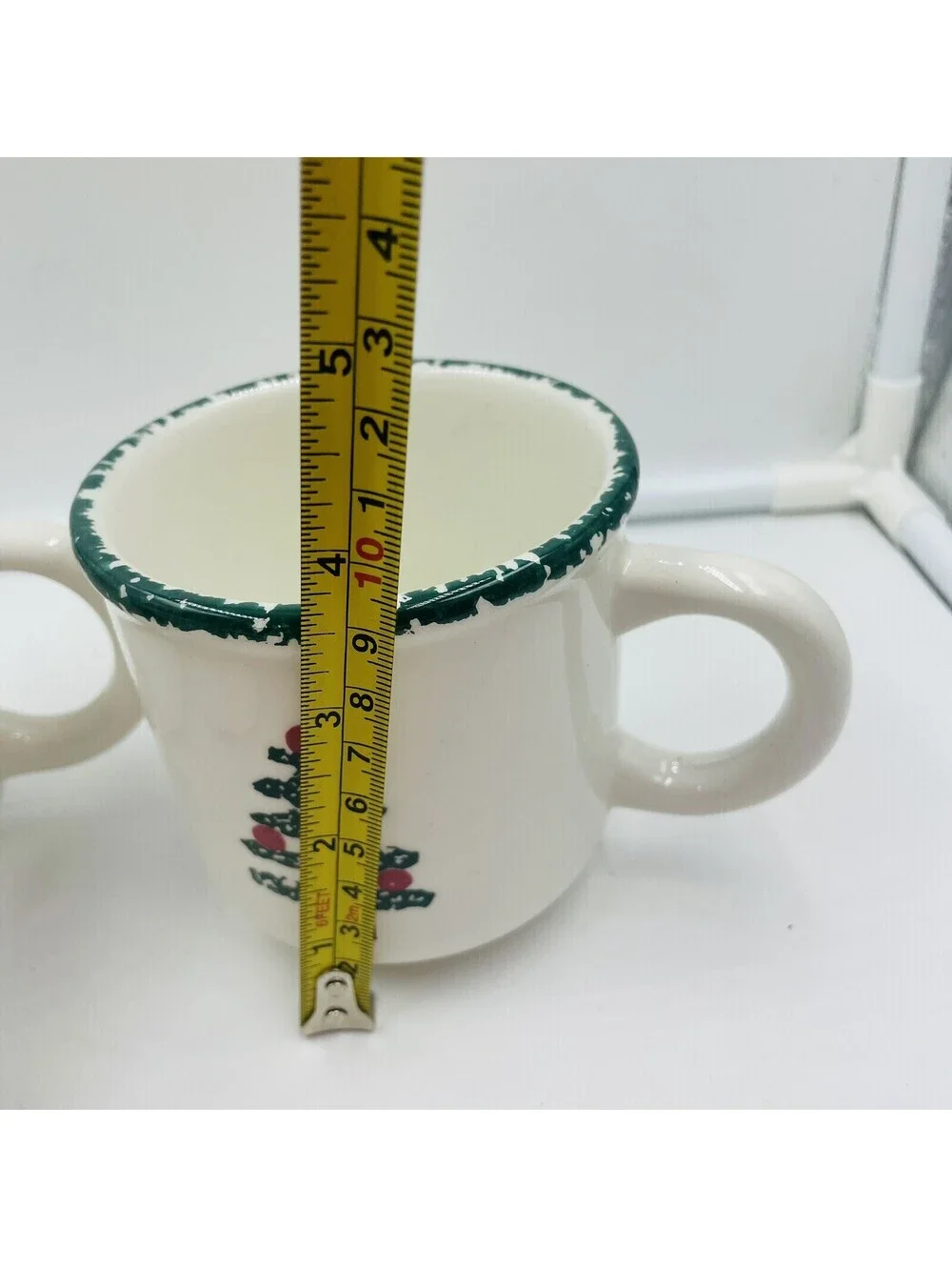 FURIO Christmas Tree Spongeware 1980s Holiday Coffee Mug Made In ITALY 3pc Set